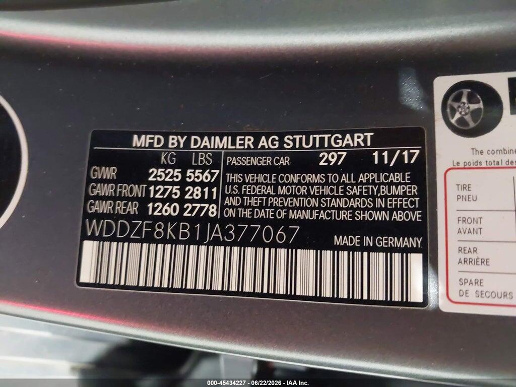 WDDZF8KB1JA377067 2018 MERCEDES-BENZ AMG E 63 photo no. 9