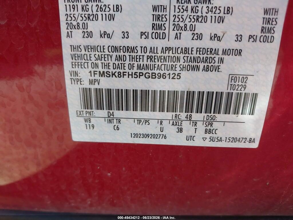 1FMSK8FH5PGB96125 2023 FORD EXPLORER photo no. 9