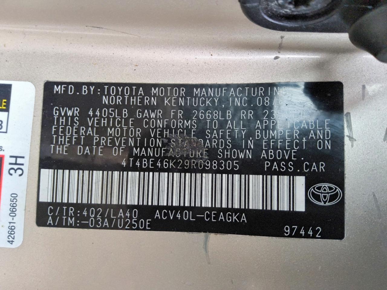2009 TOYOTA CAMRY XLE — Фото 12 из 12