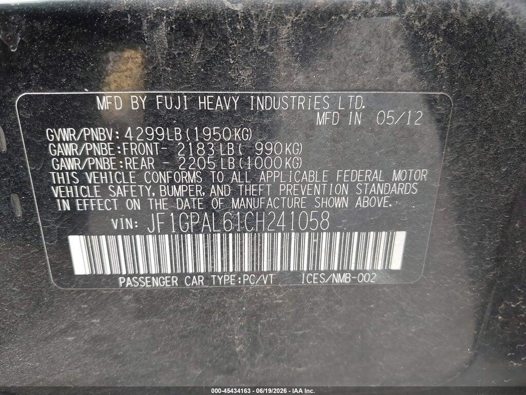 JF1GPAL61CH241058 2012 SUBARU IMPREZA photo no. 9