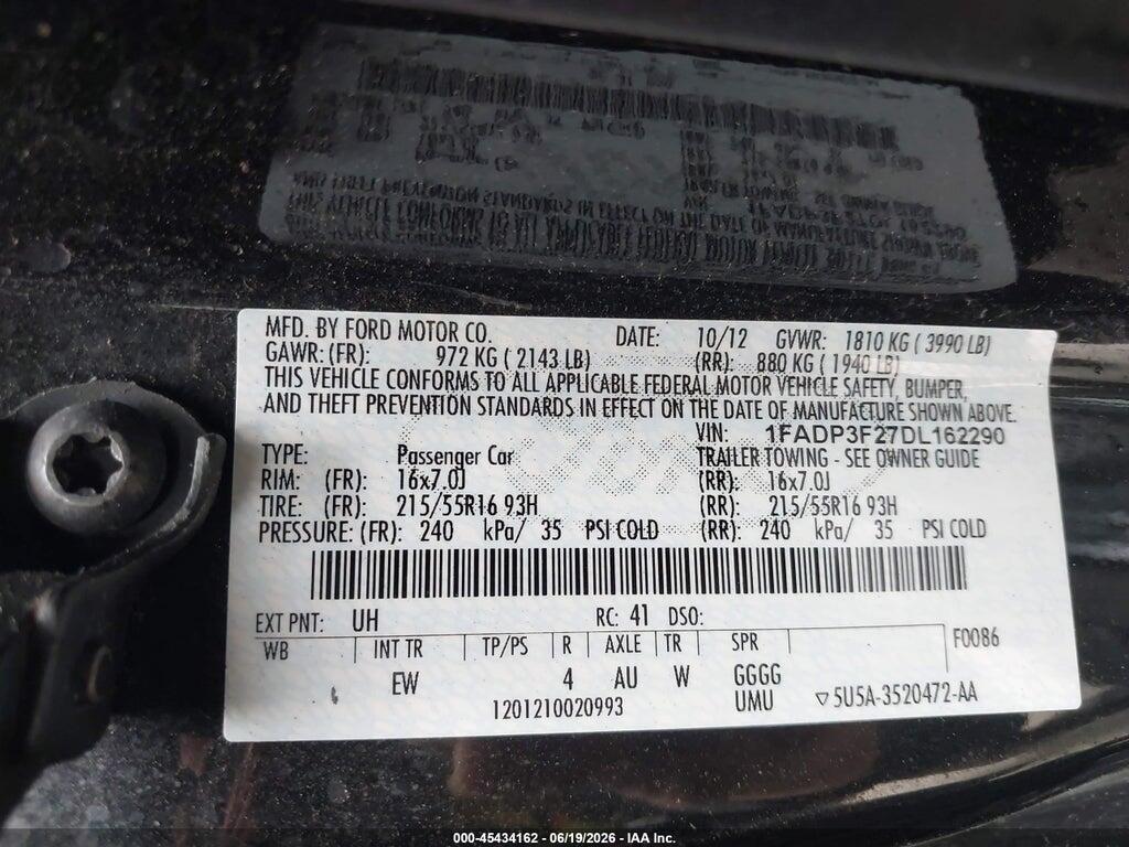1FADP3F27DL162290 2013 FORD FOCUS photo no. 9