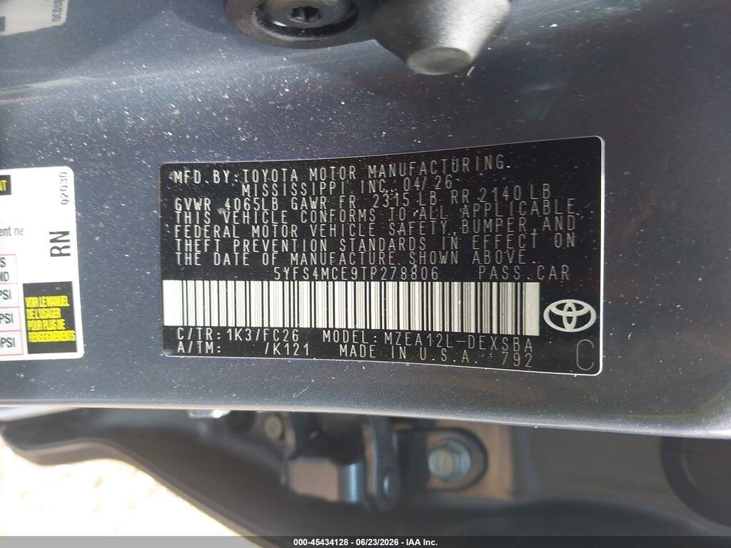 5YFS4MCE9TP278806 2026 TOYOTA COROLLA photo no. 9