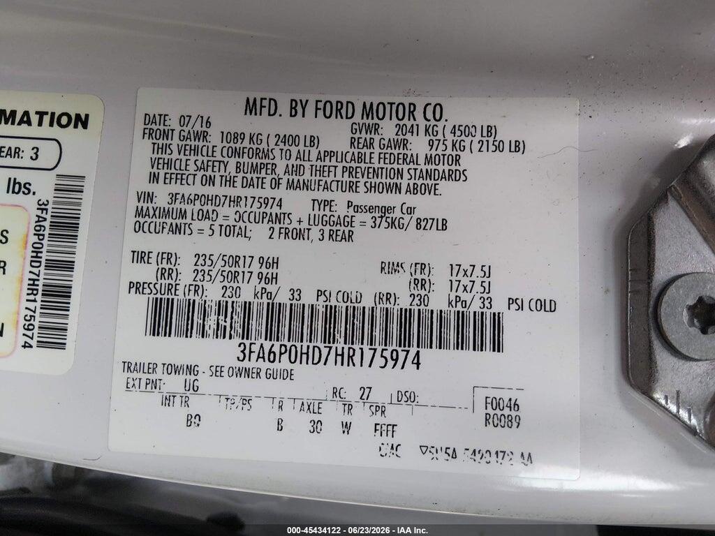 3FA6P0HD7HR175974 2017 FORD FUSION photo no. 9