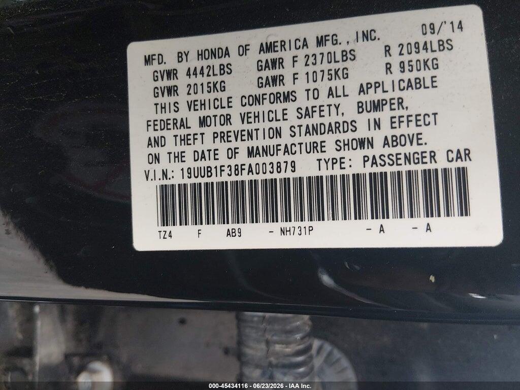 19UUB1F38FA003879 2015 ACURA TLX photo no. 9
