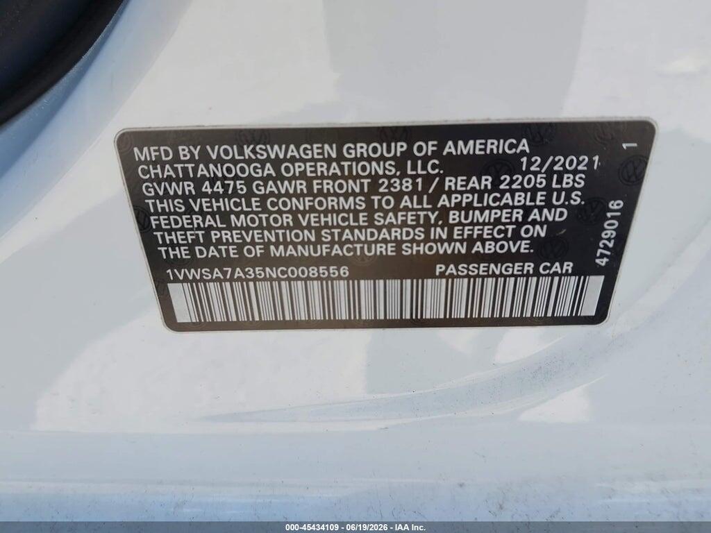 1VWSA7A35NC008556 2022 VOLKSWAGEN PASSAT photo no. 9