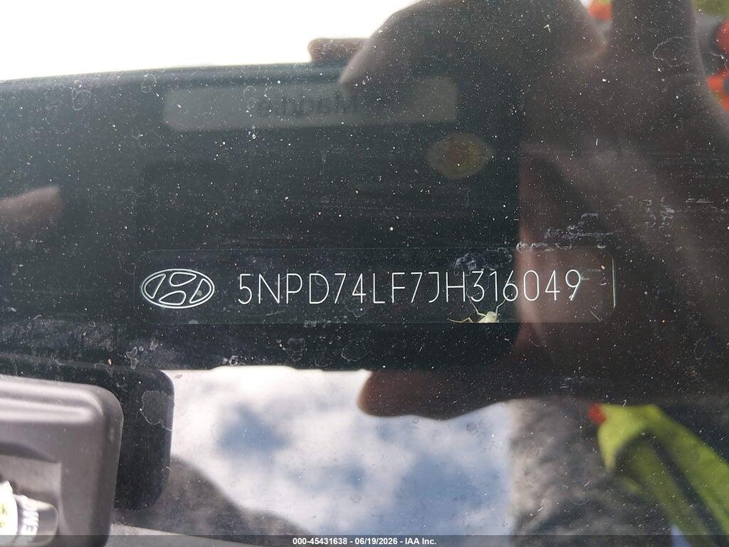 5NPD74LF7JH316049 2018 HYUNDAI ELANTRA photo no. 9