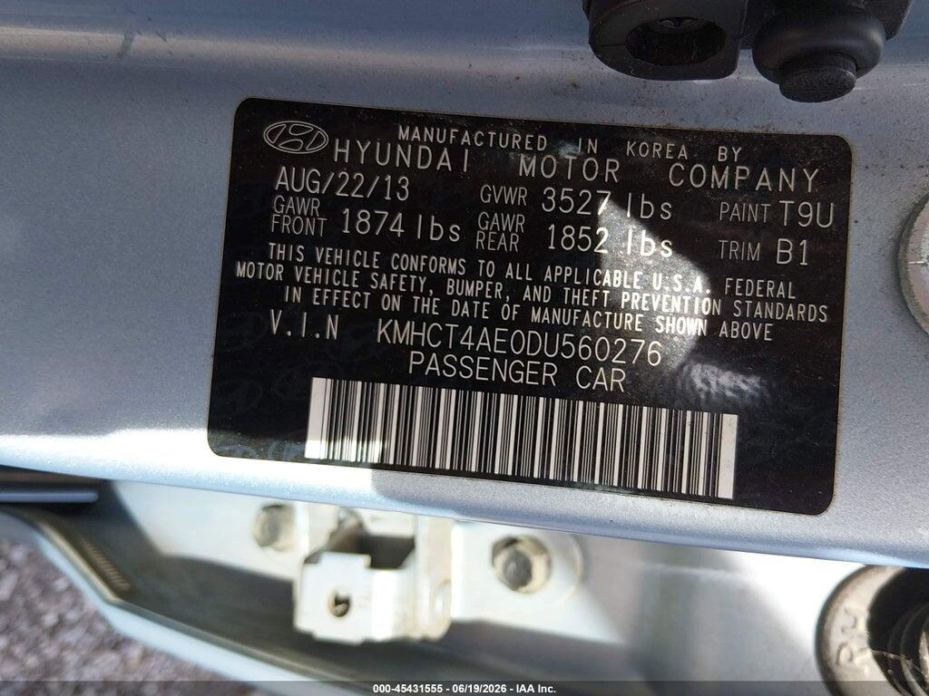 KMHCT4AE0DU560276 2013 HYUNDAI ACCENT photo no. 9