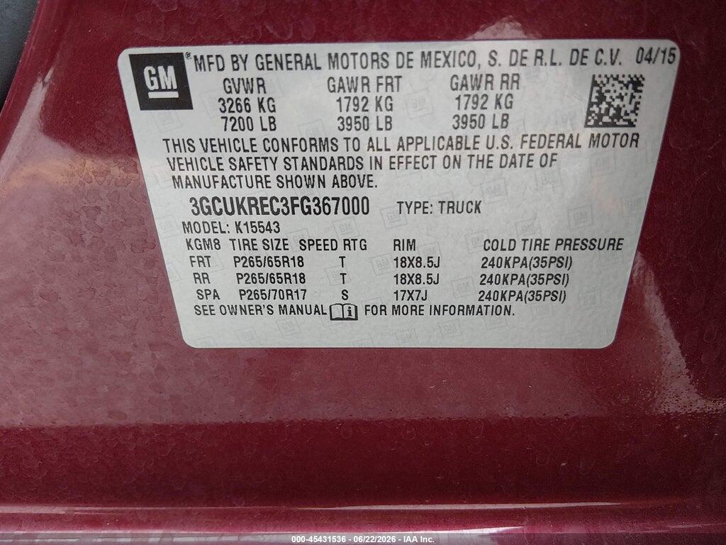 3GCUKREC3FG367000 2015 CHEVROLET SILVERADO 1500 photo no. 9