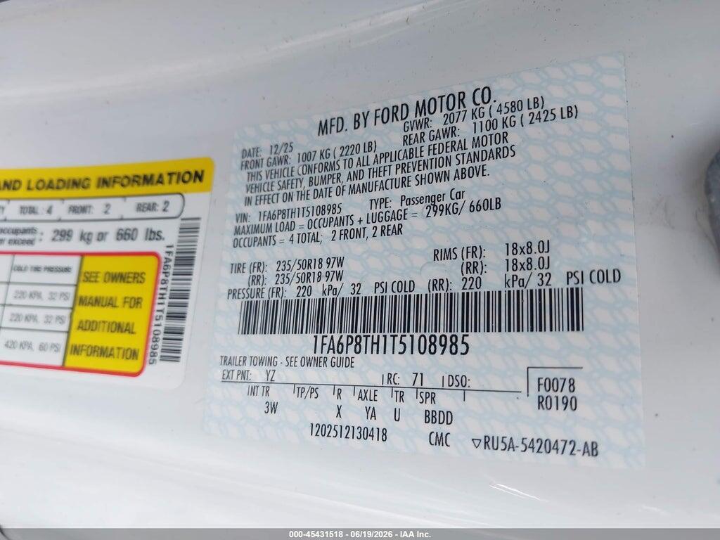 1FA6P8TH1T5108985 2026 FORD MUSTANG photo no. 9