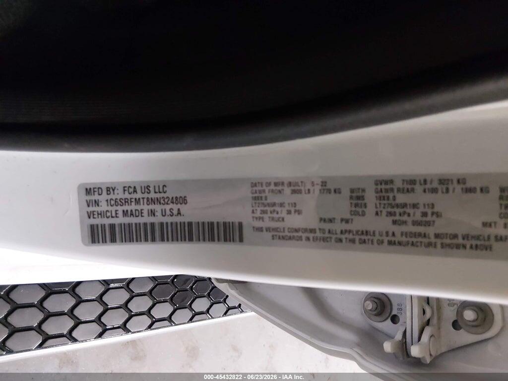 1C6SRFMT8NN324806 2022 RAM 1500 photo no. 9