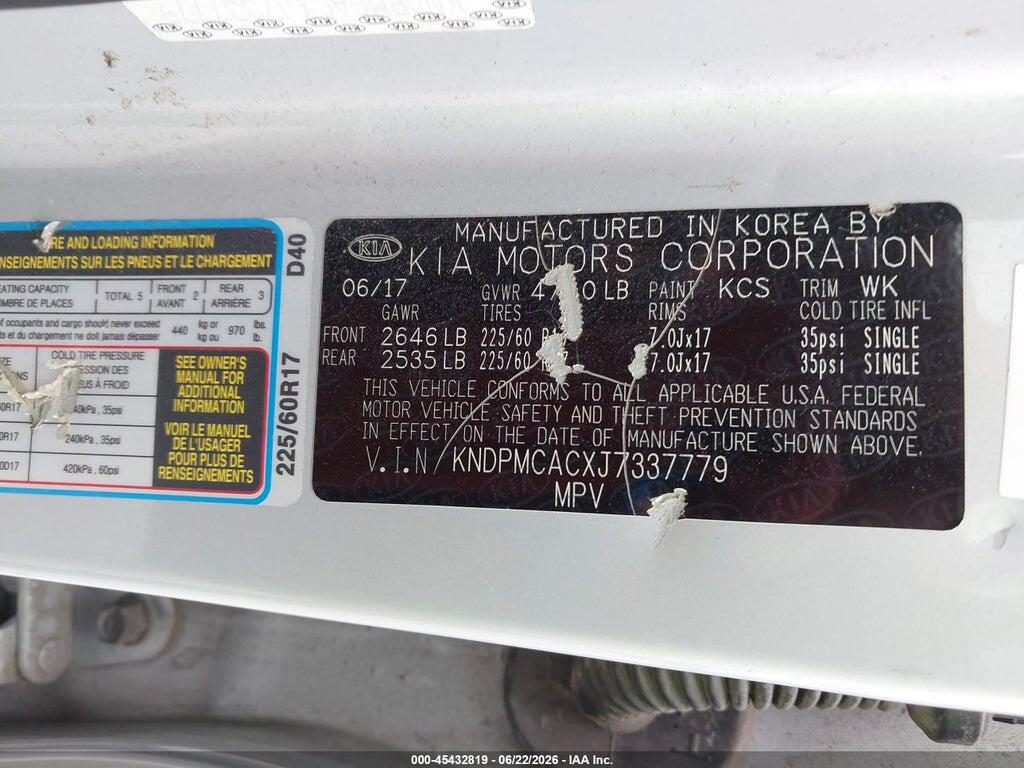 KNDPMCACXJ7337779 2018 KIA SPORTAGE photo no. 9