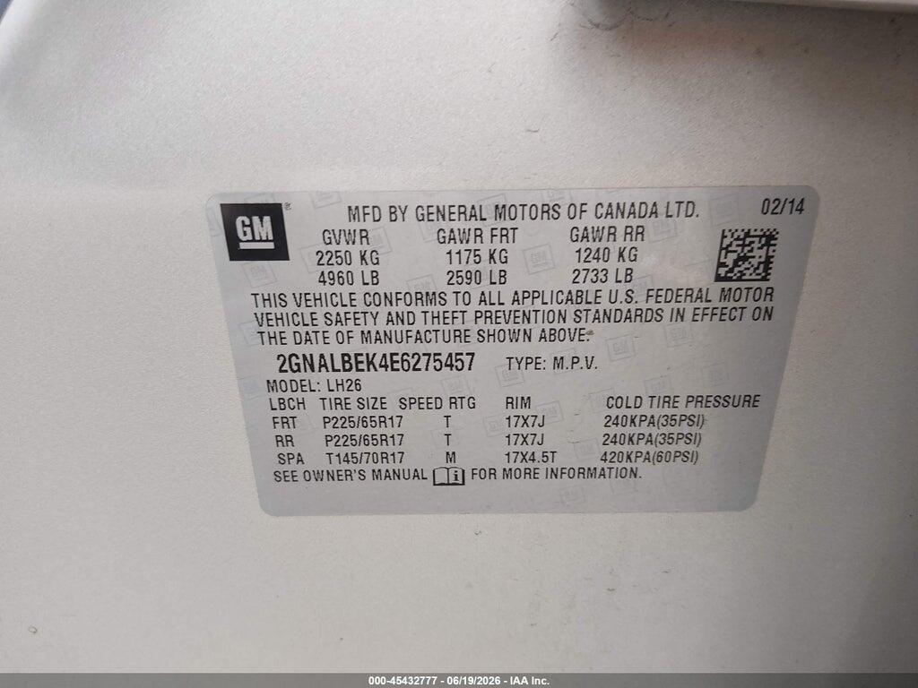 2GNALBEK4E6275457 2014 CHEVROLET EQUINOX photo no. 9