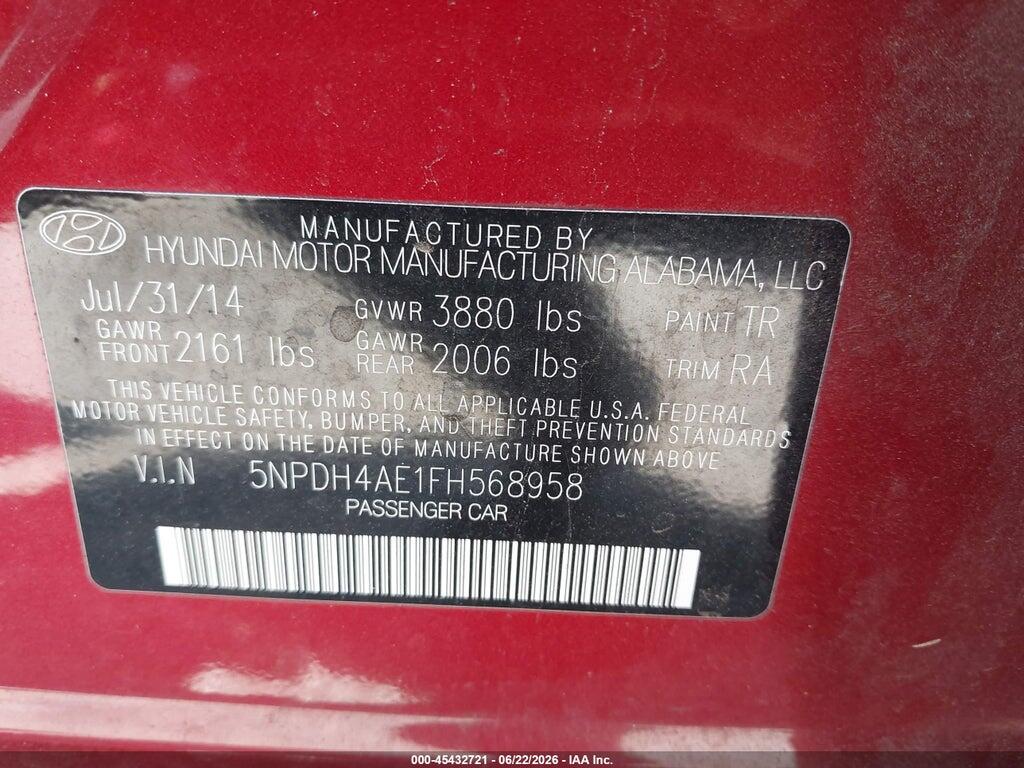 5NPDH4AE1FH568958 2015 HYUNDAI ELANTRA photo no. 9