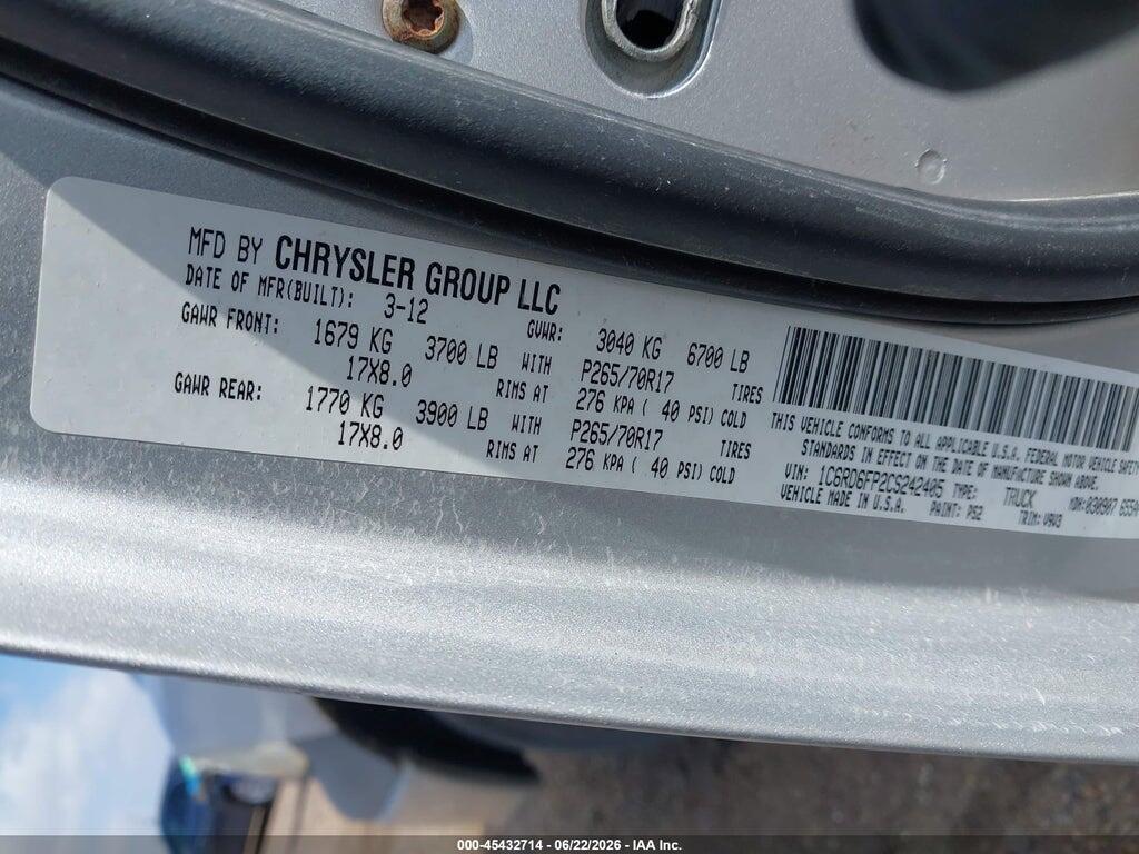 1C6RD6FP2CS242405 2012 RAM 1500 photo no. 9