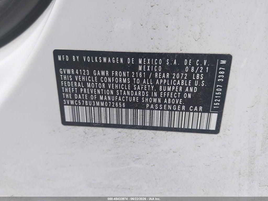 3VWC57BU3MM072656 2021 VOLKSWAGEN JETTA photo no. 9