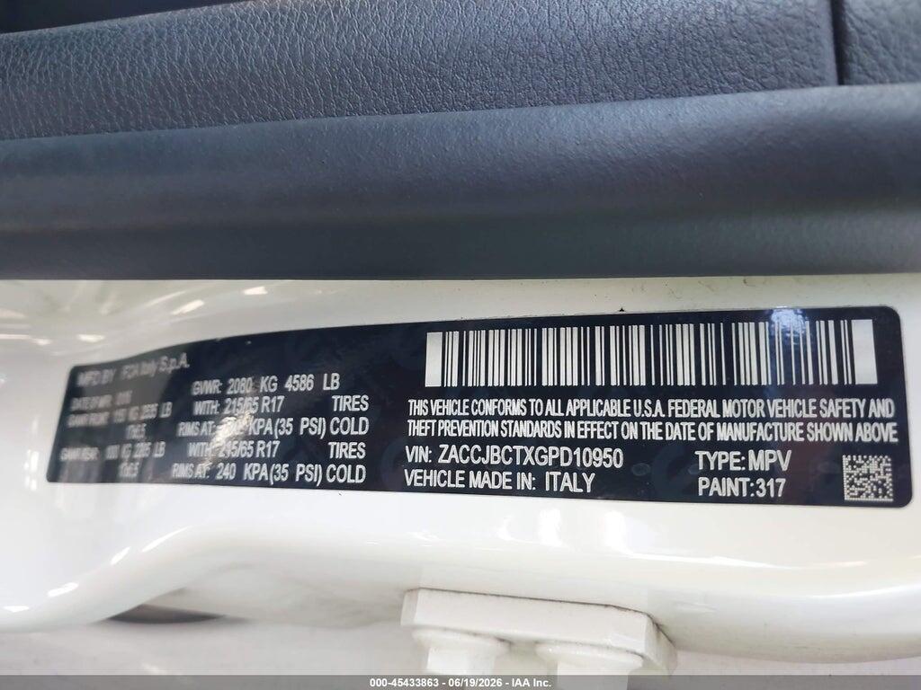 ZACCJBCTXGPD10950 2016 JEEP RENEGADE photo no. 9