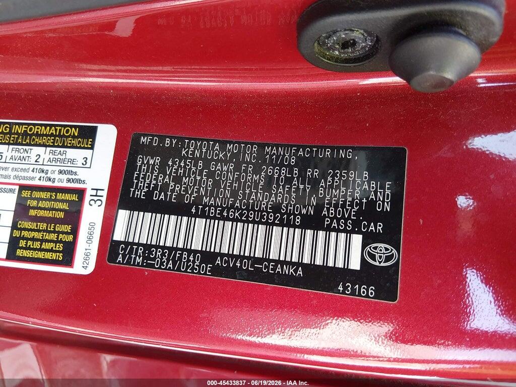 4T1BE46K29U392118 2009 TOYOTA CAMRY photo no. 9