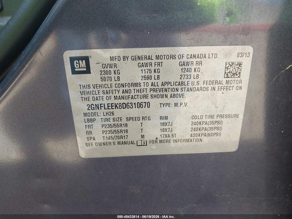 2GNFLEEK8D6310670 2013 CHEVROLET EQUINOX photo no. 9
