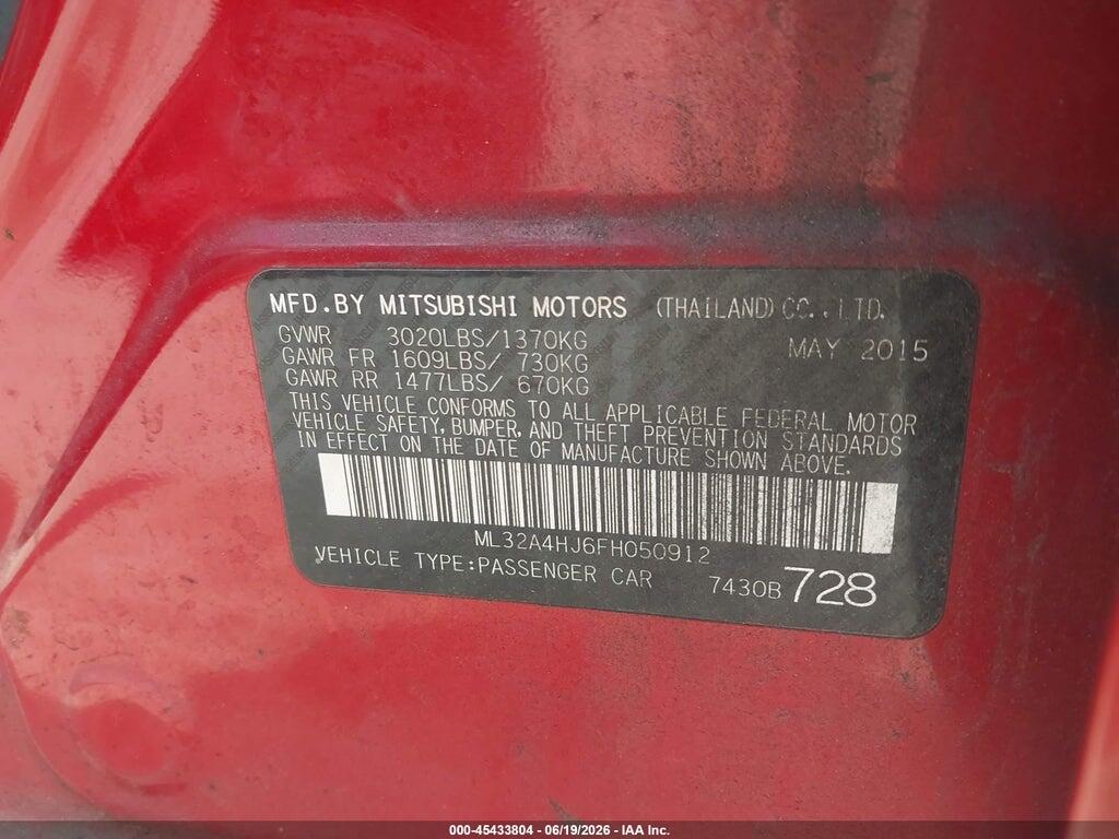 ML32A4HJ6FH050912 2015 MITSUBISHI MIRAGE photo no. 9