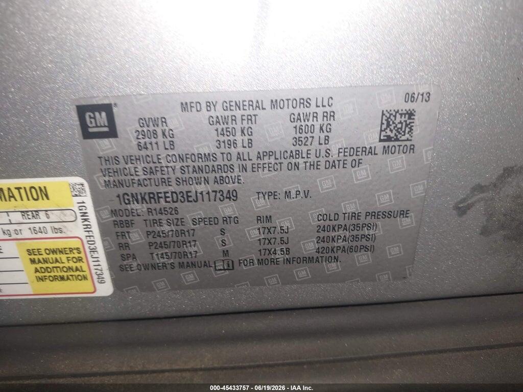 1GNKRFED3EJ117349 2014 CHEVROLET TRAVERSE photo no. 9