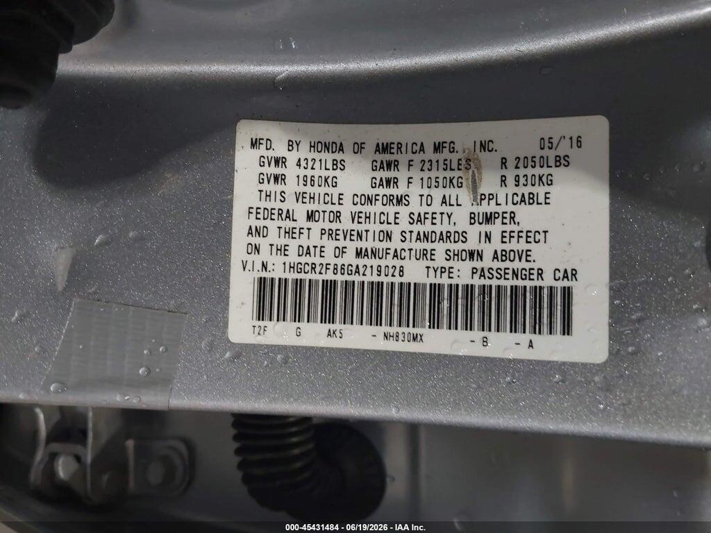 1HGCR2F86GA219028 2016 HONDA ACCORD photo no. 9