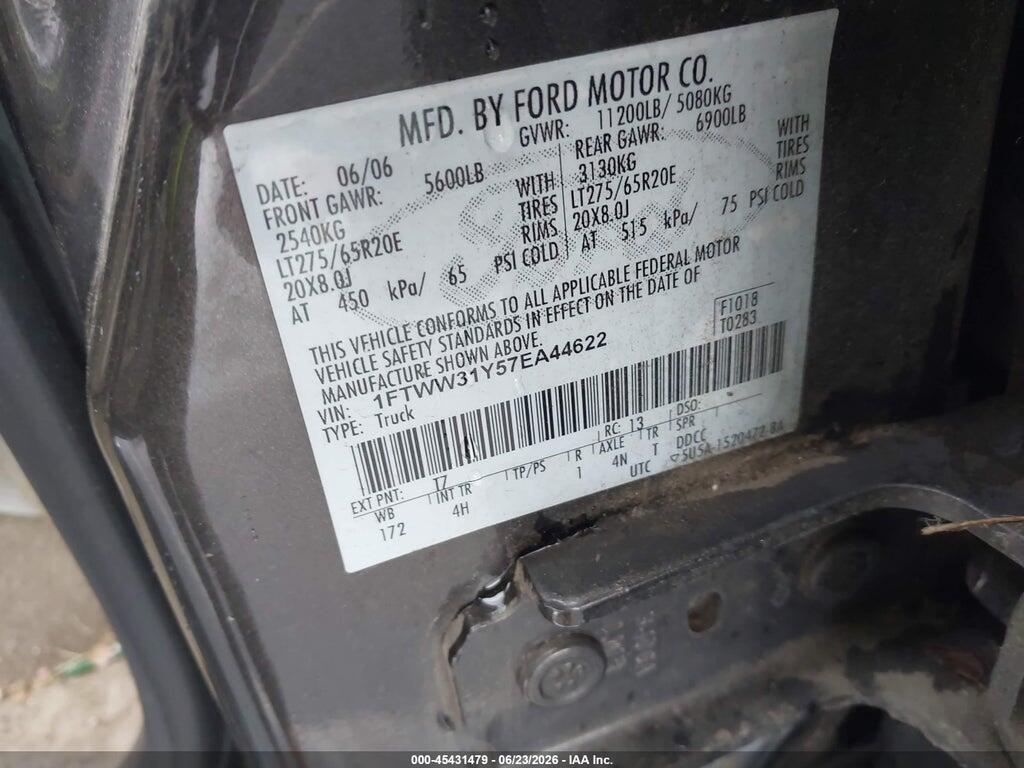 1FTWW31Y57EA44622 2007 FORD F-350 photo no. 8