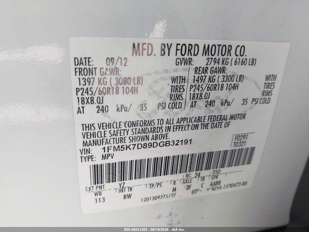 1FM5K7D89DGB32191 2013 FORD EXPLORER photo no. 9