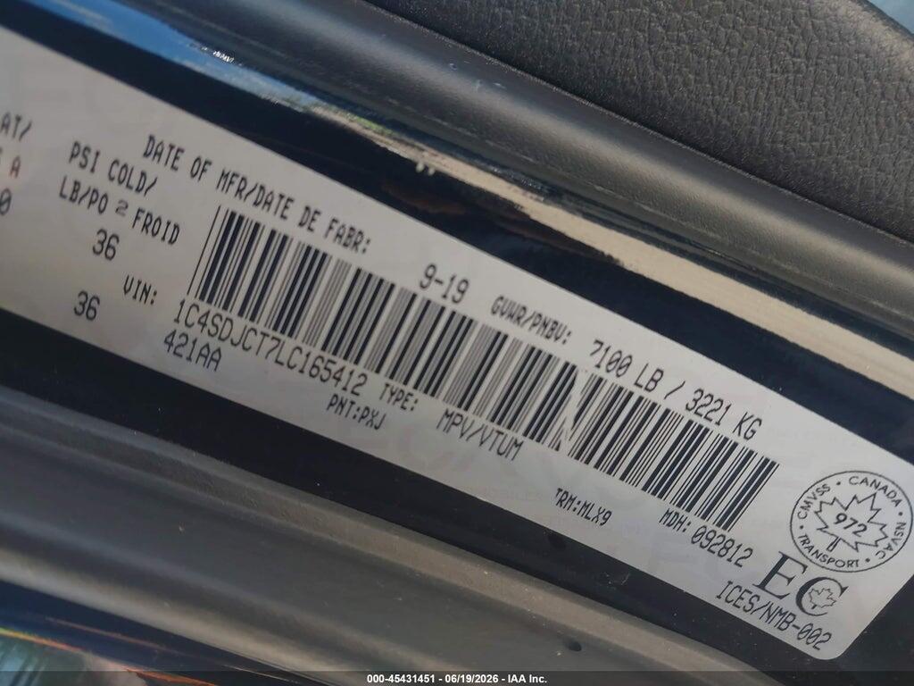 1C4SDJCT7LC165412 2020 DODGE DURANGO photo no. 9