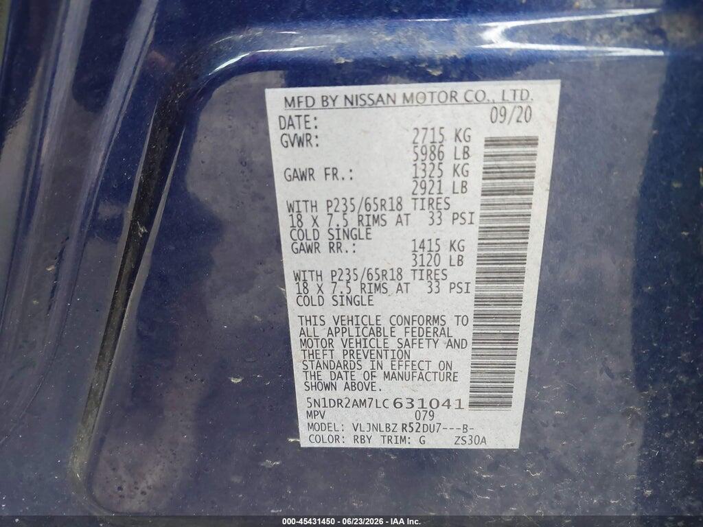 5N1DR2AM7LC631041 2020 NISSAN PATHFINDER photo no. 9