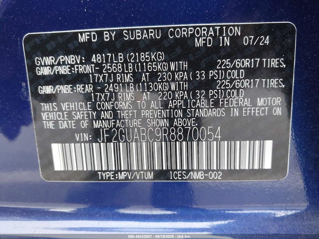 JF2GUABC9R8870054 2024 SUBARU CROSSTREK photo no. 9