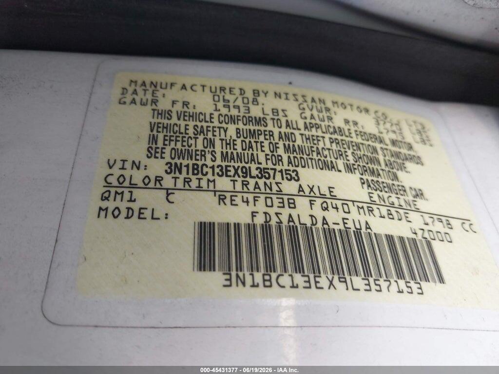 3N1BC13EX9L357153 2009 NISSAN VERSA photo no. 9