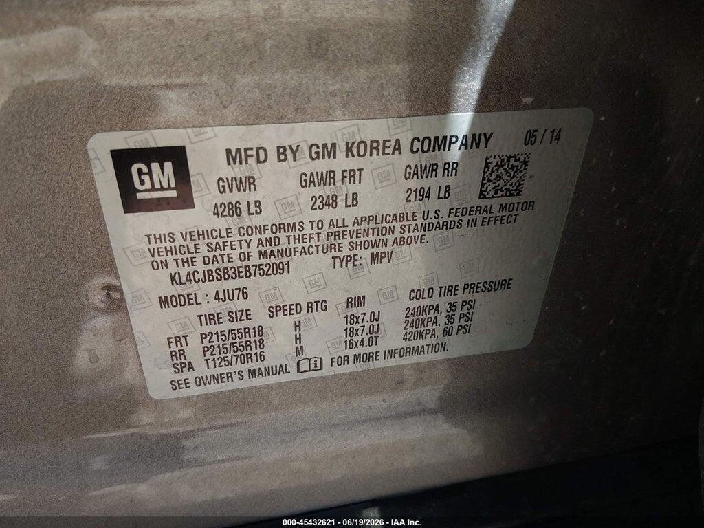 KL4CJBSB3EB752091 2014 BUICK ENCORE photo no. 9