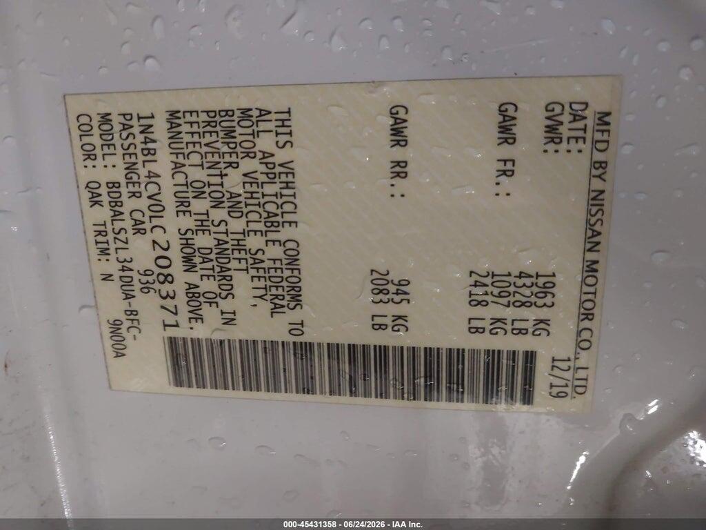 1N4BL4CV0LC208371 2020 NISSAN ALTIMA photo no. 9
