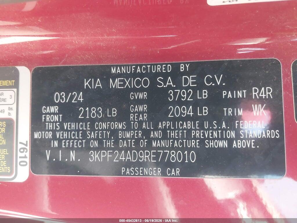 3KPF24AD9RE778010 2024 KIA FORTE photo no. 9