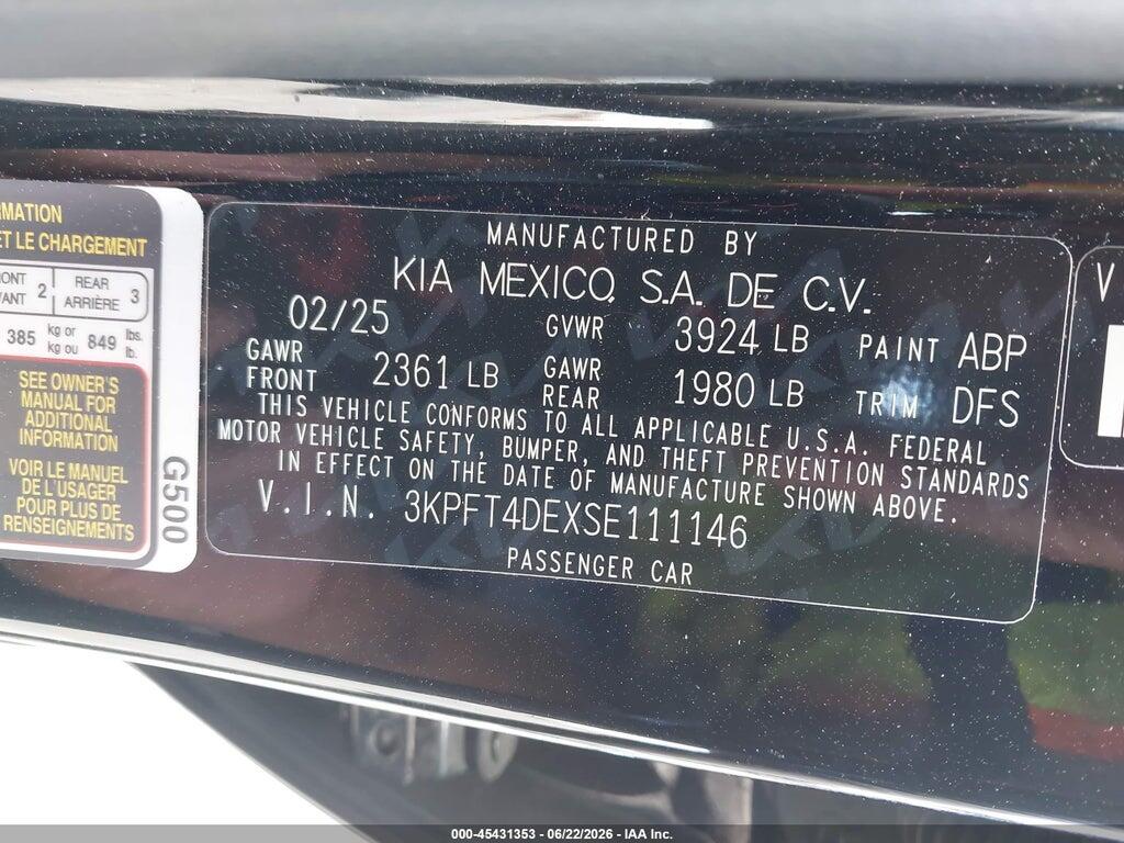 3KPFT4DEXSE111146 2025 KIA K4 photo no. 9