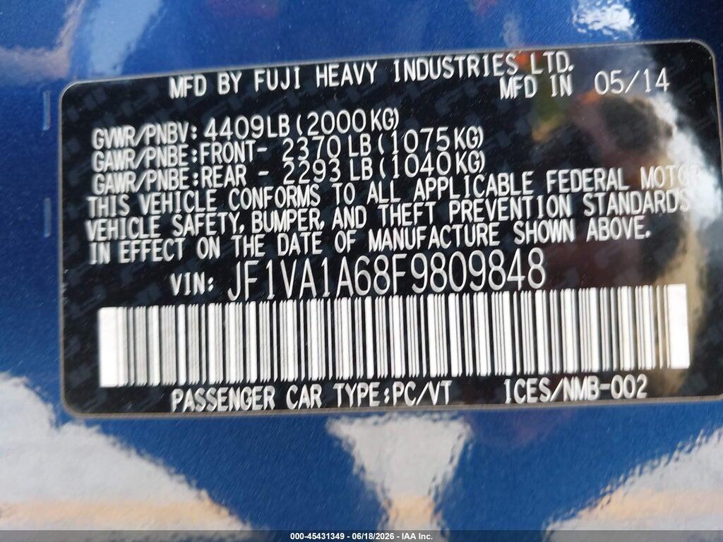 JF1VA1A68F9809848 2015 SUBARU WRX photo no. 9