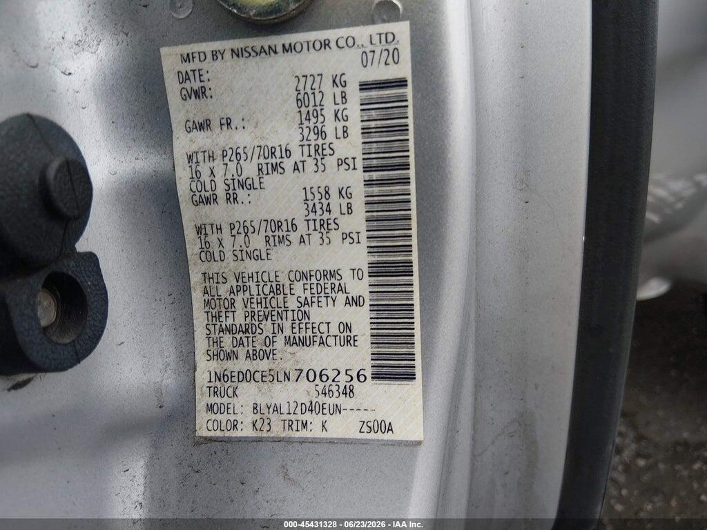 1N6ED0CE5LN706256 2020 NISSAN FRONTIER photo no. 9