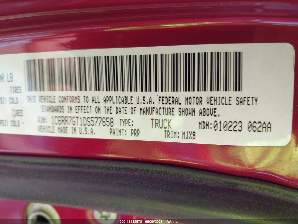1C6RR7GT1DS577658 2013 RAM 1500 photo no. 9