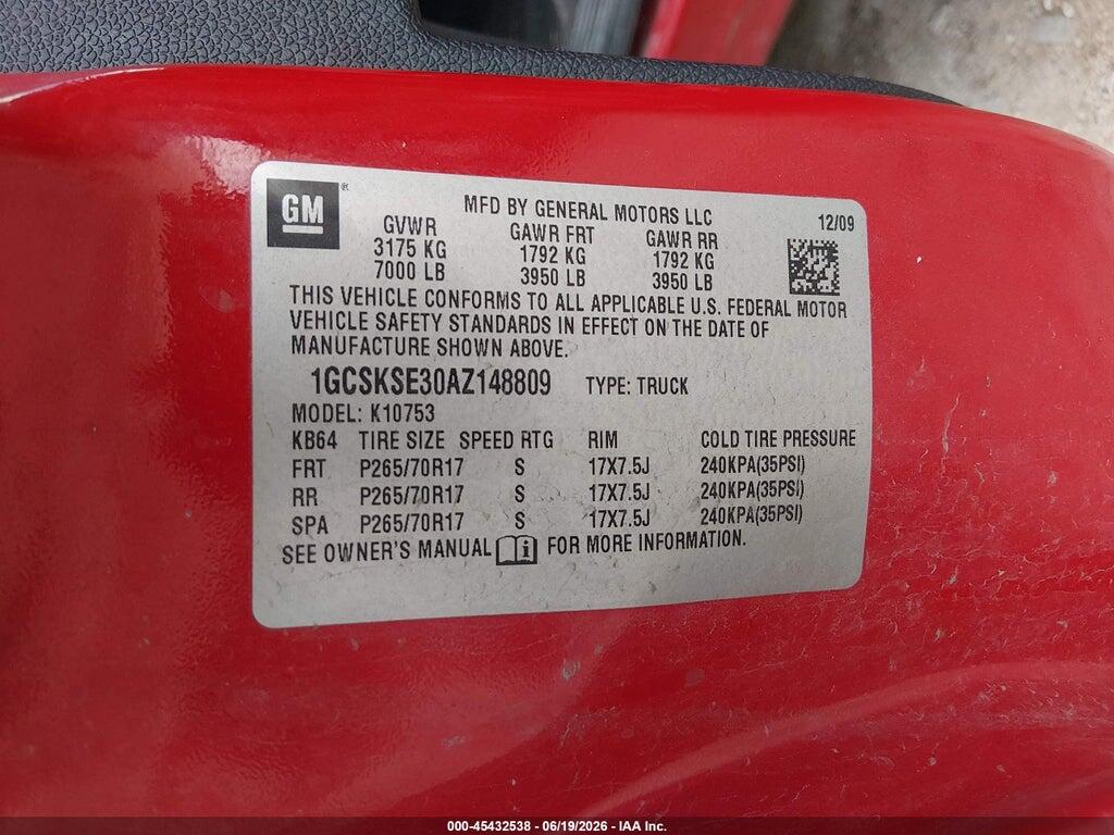 1GCSKSE30AZ148809 2010 CHEVROLET SILVERADO 1500 photo no. 9