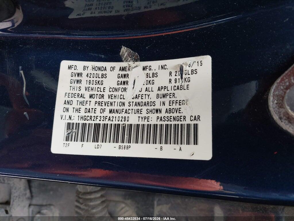 1HGCR2F33FA210290 2015 HONDA ACCORD photo no. 9