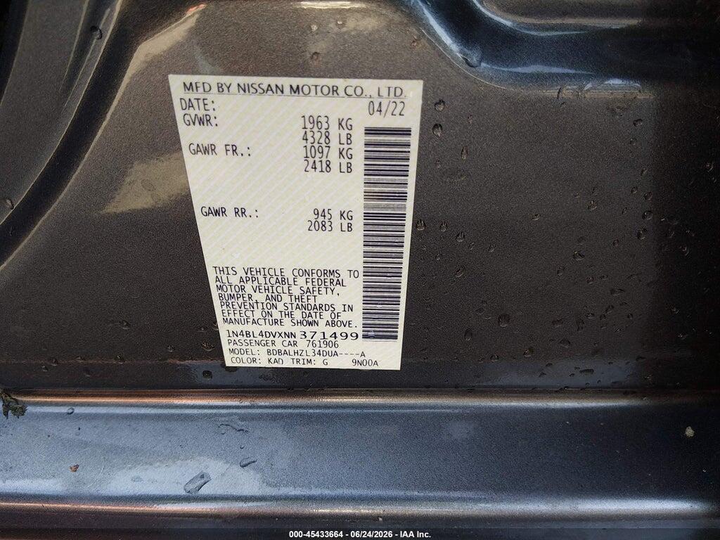 1N4BL4DVXNN371499 2022 NISSAN ALTIMA photo no. 9