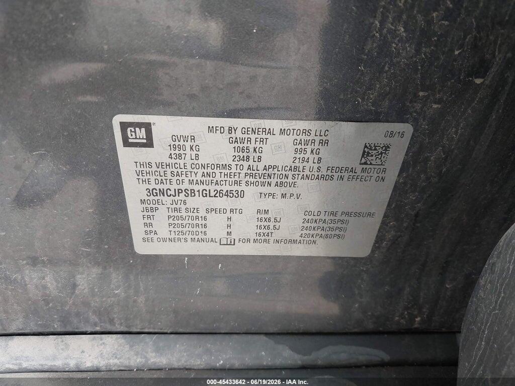 3GNCJPSB1GL264530 2016 CHEVROLET TRAX photo no. 9