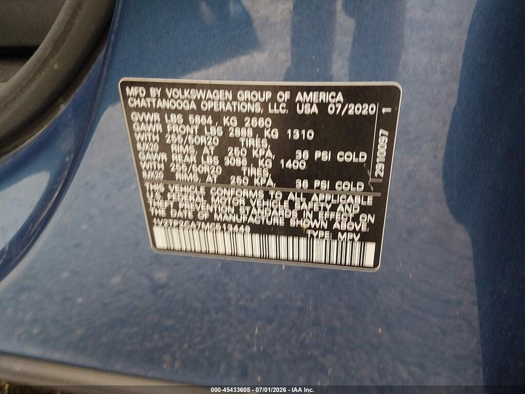 1V2TP2CA7MC513449 2021 VOLKSWAGEN ATLAS photo no. 9