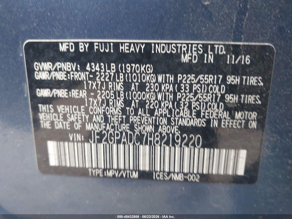 JF2GPADC7H8219220 2017 SUBARU CROSSTREK photo no. 9