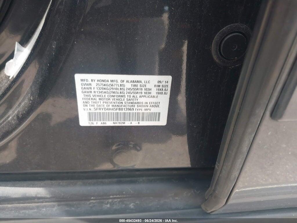 5FRYD4H45FB013969 2015 ACURA MDX photo no. 9