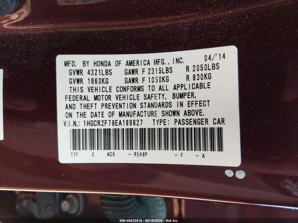 1HGCR2F78EA199627 2014 HONDA ACCORD photo no. 9