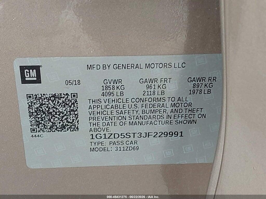 1G1ZD5ST3JF229991 2018 CHEVROLET MALIBU photo no. 9