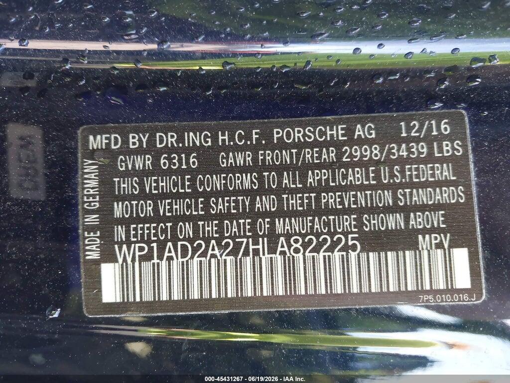 WP1AD2A27HLA82225 2017 PORSCHE CAYENNE photo no. 9