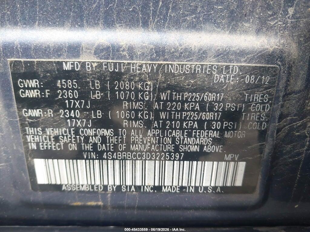 4S4BRBCC3D3225397 2013 SUBARU OUTBACK photo no. 9