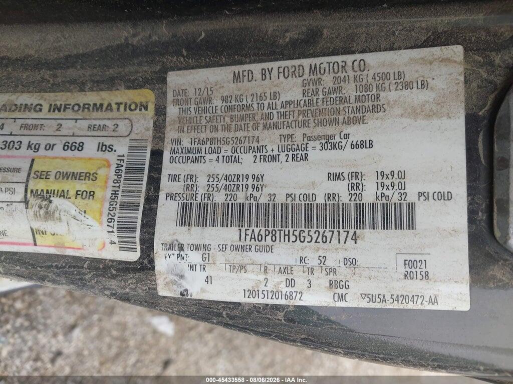 1FA6P8TH5G5267174 2016 FORD MUSTANG photo no. 9